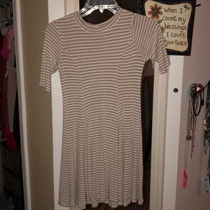 White/tan striped dress
